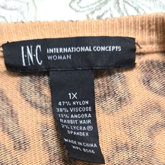 INC International Concepts Women's Leopard Print Cardigan Sweater Sz 1X - NWT - Picture 6 of 11